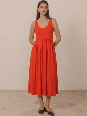 Simply Vera Vera Wang Women's Sleeveless Orange Midi Dress Medium